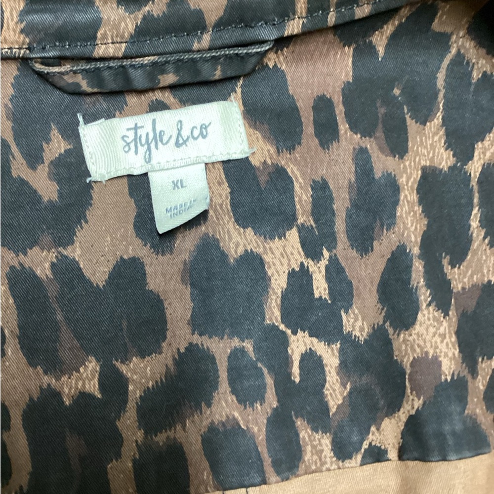 Style & Co leopard print Military jacket Size Extra Large - Picture 10 of 15